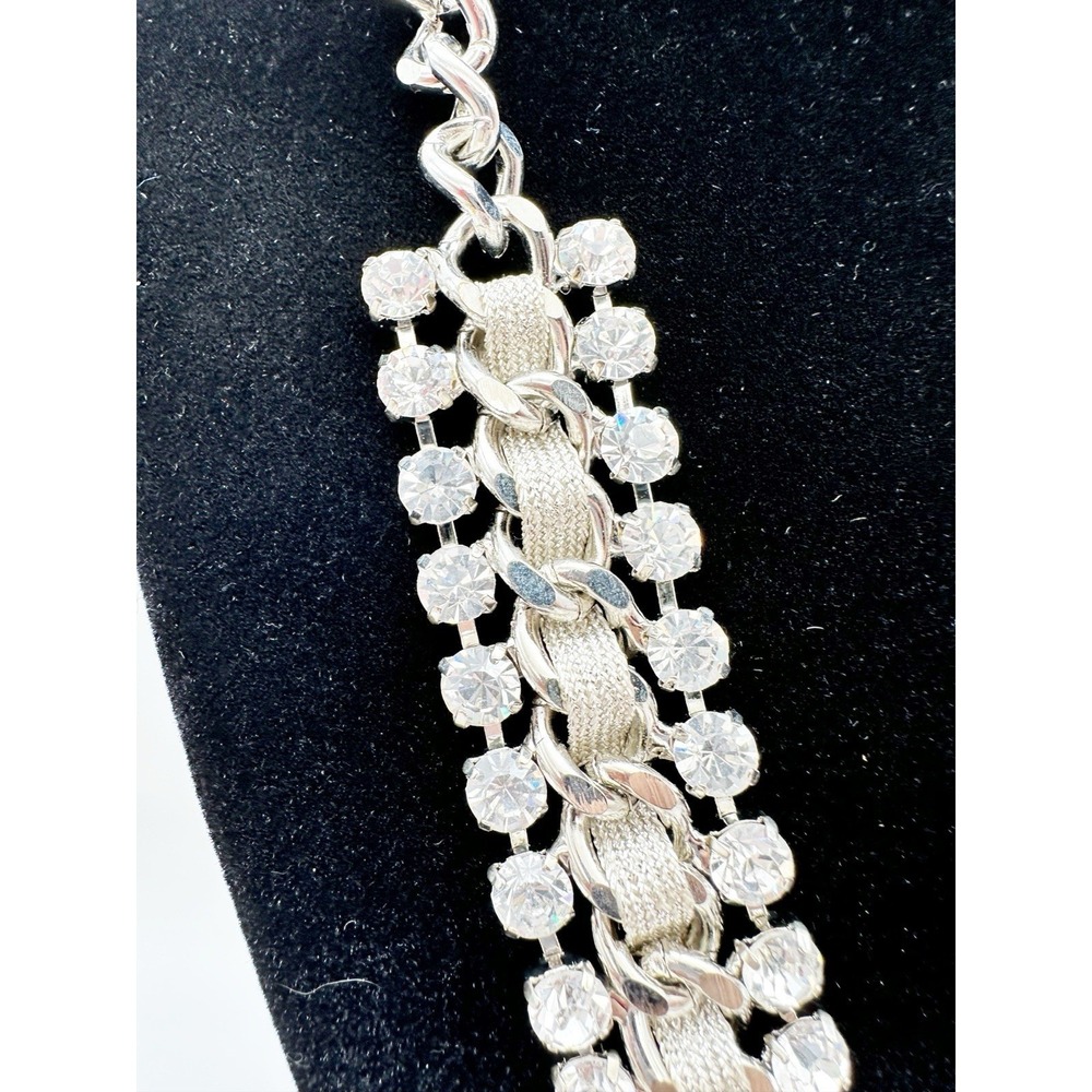 Dramatic Bling Sparkly Crystal Statement Necklace Silver Tone By TASHA NWT - Picture 2 of 6
